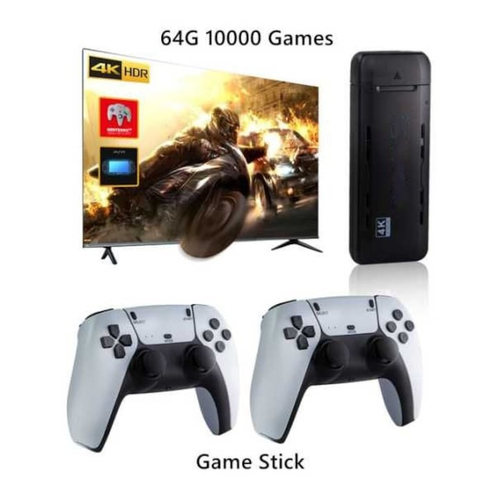 Consola tip Stick cu jocuri retro, 20.000 de Jocuri Video, 9 Emulatoare, 64 GB, 2xControler Wireless 2.4GHz 4K Ultra Consola tip Stick cu jocuri retro, 20.000 de Jocuri Video, 9 Emulatoare, 64 GB, 2xControler Wireless 2.4GHz 4K Ultra